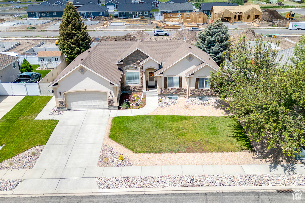 Aerial perspective of suburban area