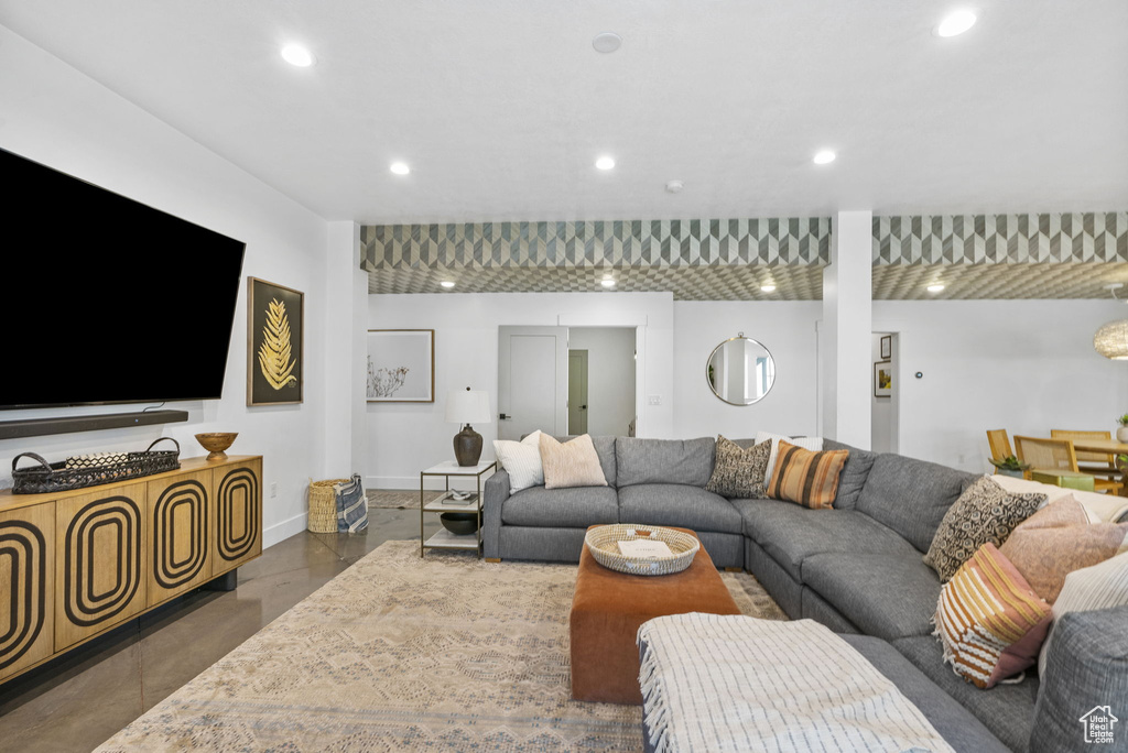 Living room featuring recessed lighting