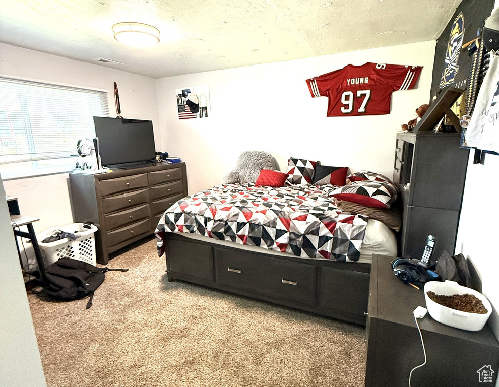 Bedroom with carpet