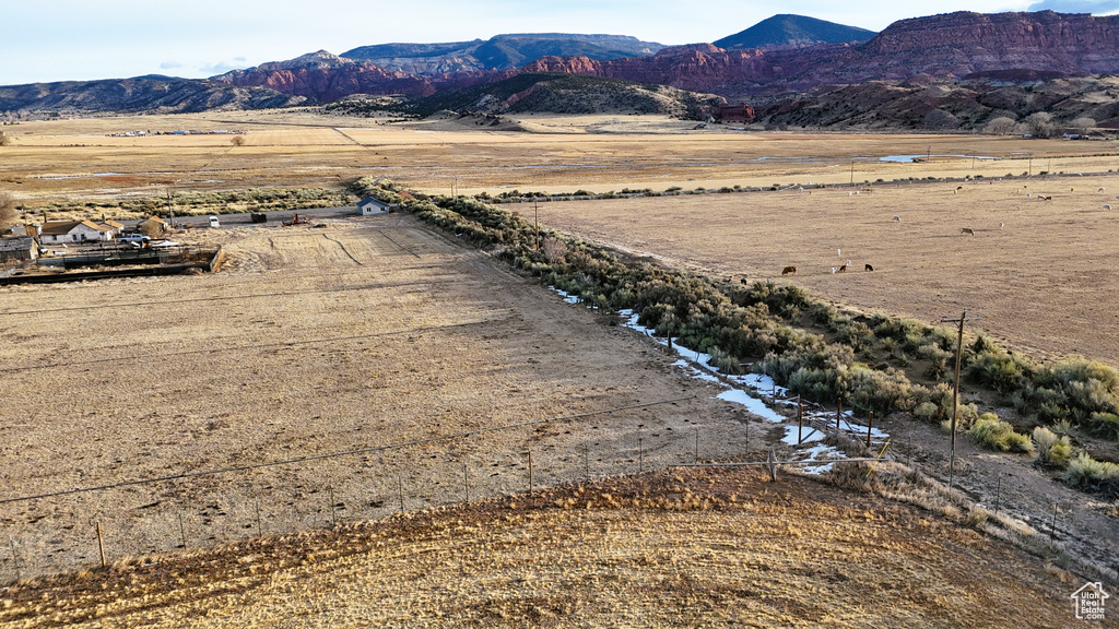 Aerial view with a rural view and a mountain view