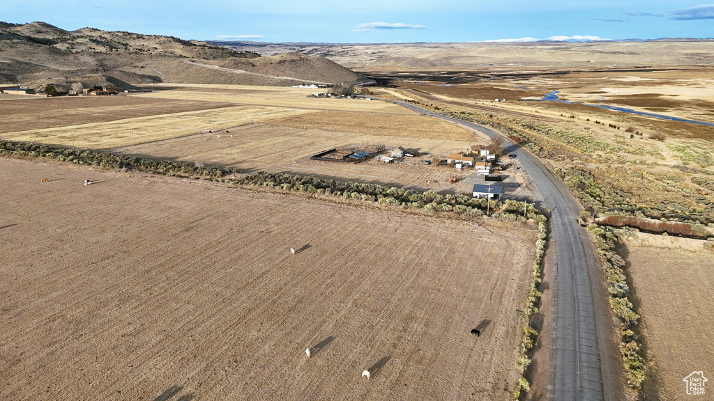 Bird's eye view with a mountain view and a rural view