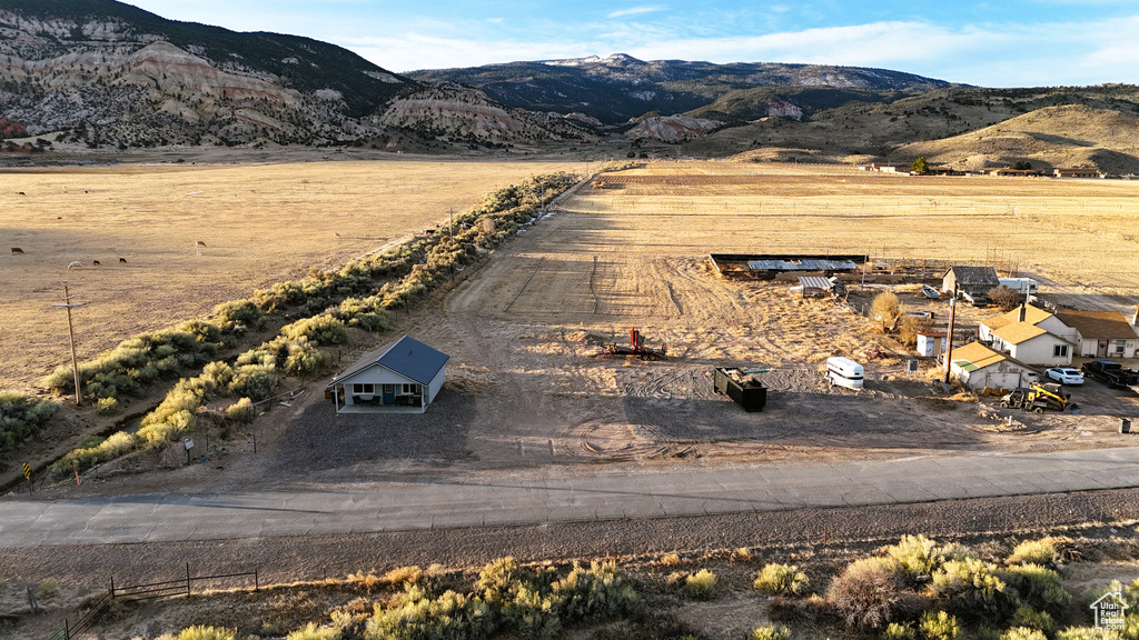 Bird's eye view featuring a mountain view and a rural view