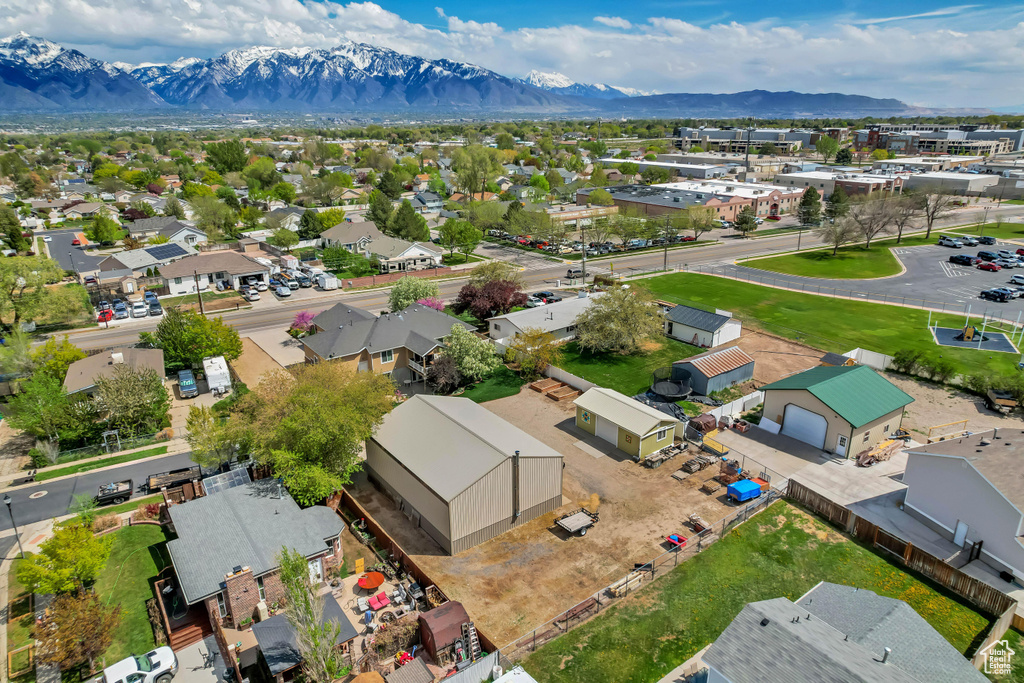 Aerial view with a residential view and a mountain view