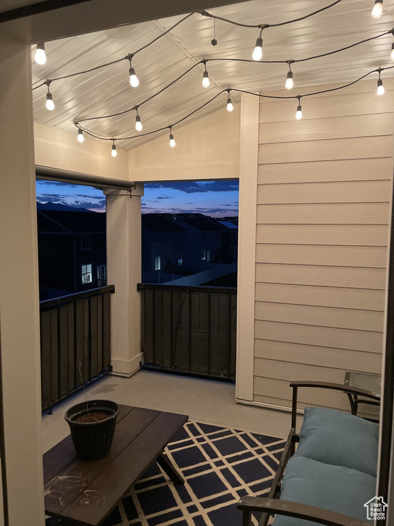 Interior space with a balcony