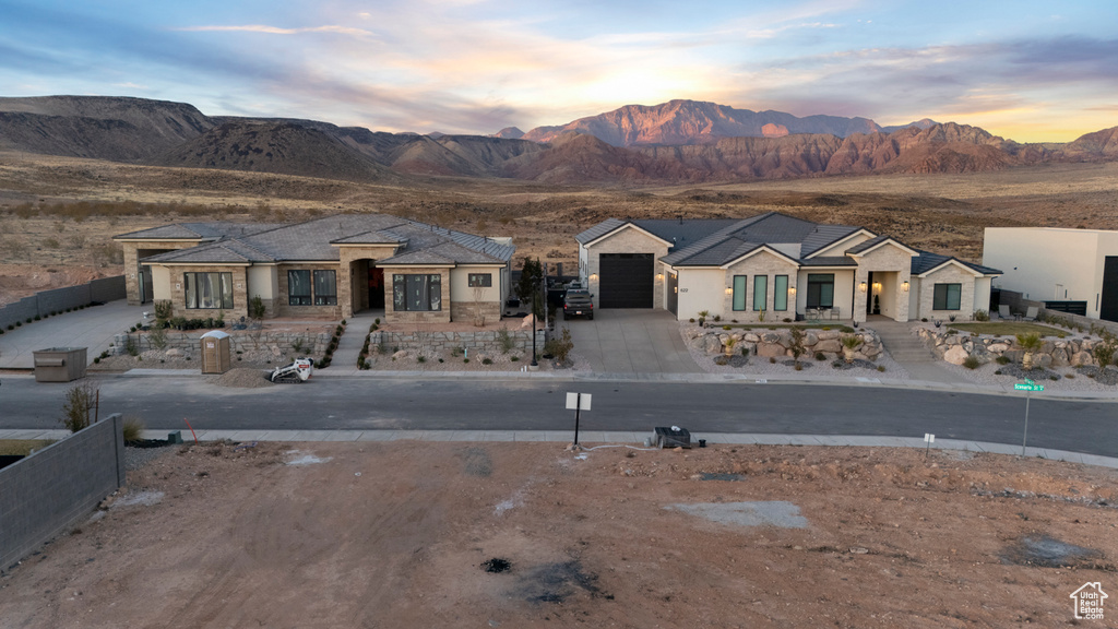 Exterior space featuring a mountain view