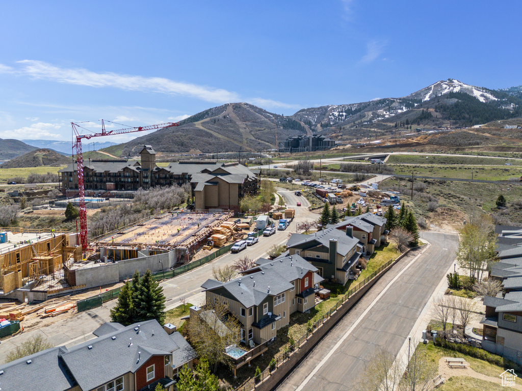 Aerial view featuring a mountain view