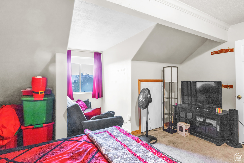 Bedroom with carpet flooring