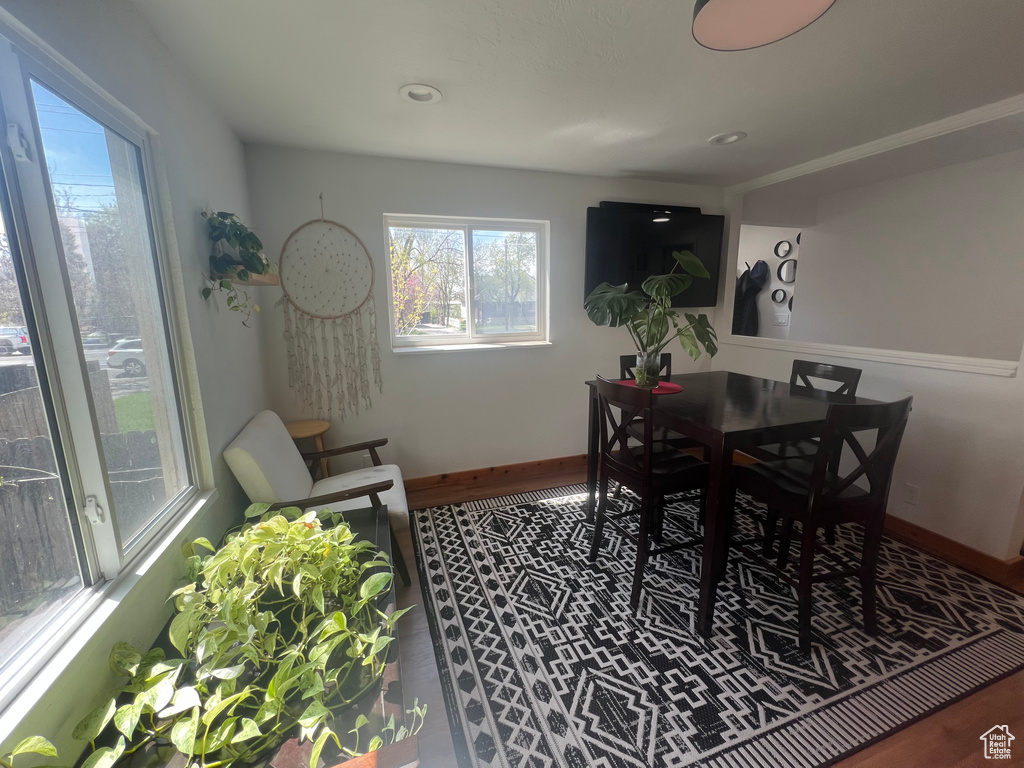 Dining area with baseboards