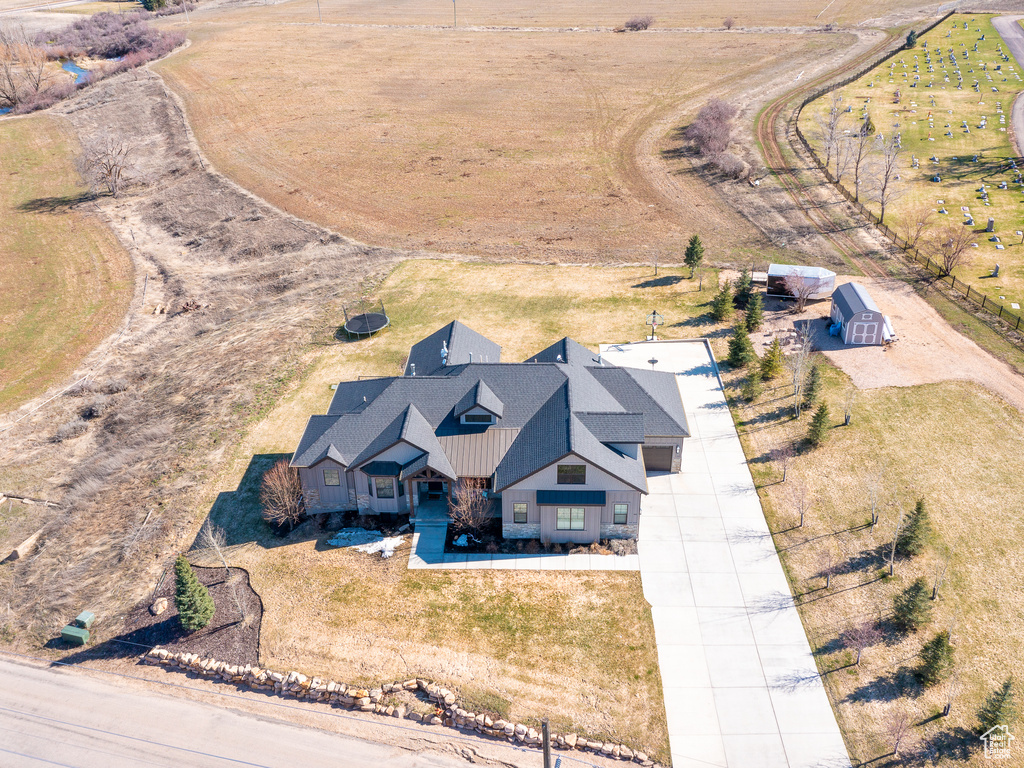 Bird's eye view featuring a rural view