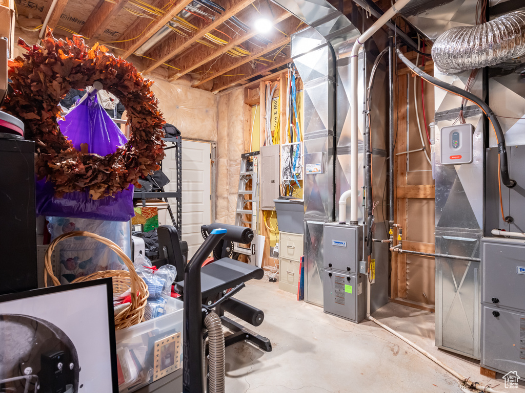 View of unfinished basement