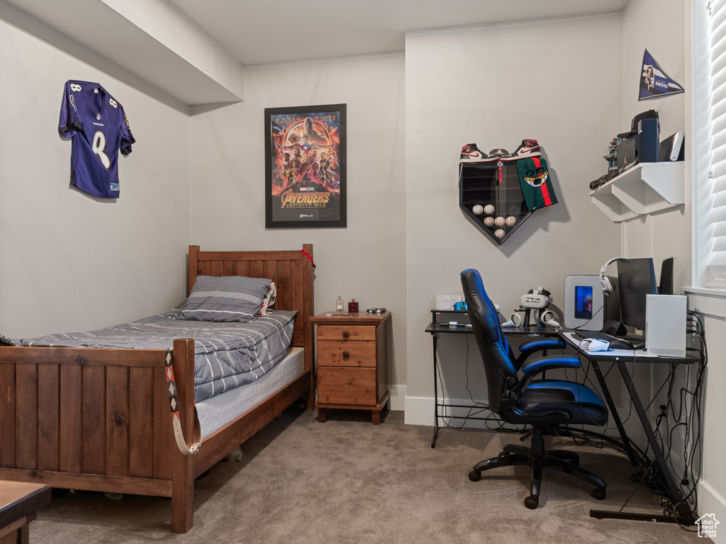 Bedroom featuring carpet