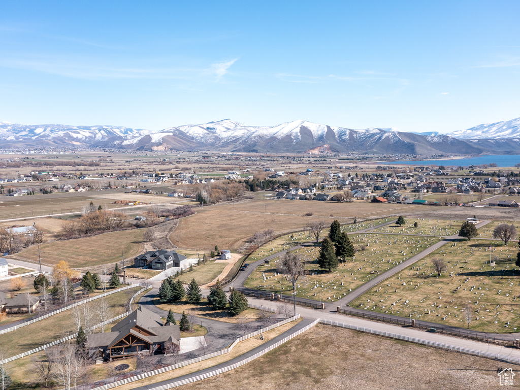 Drone / aerial view with a mountain view