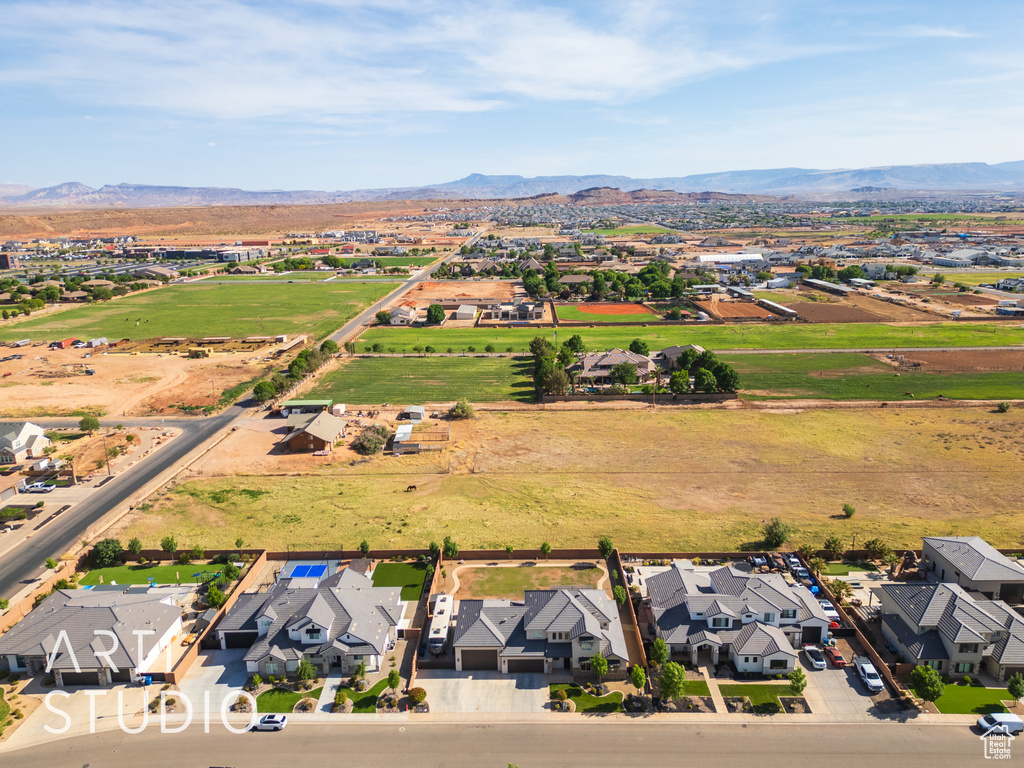 Bird's eye view with a mountain view and a residential view