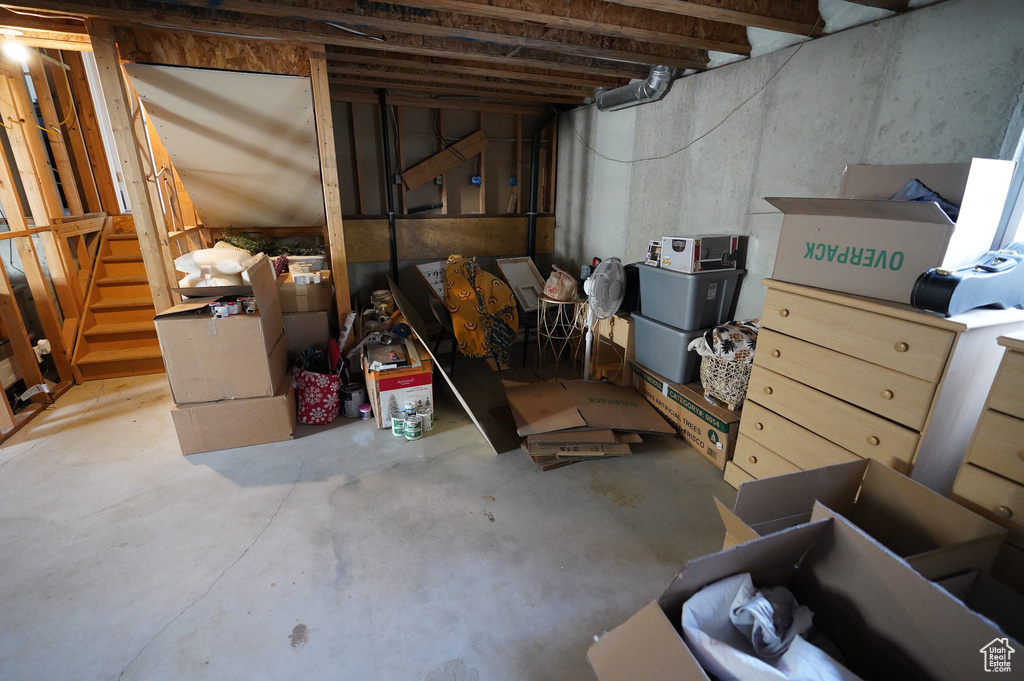 View of unfinished basement