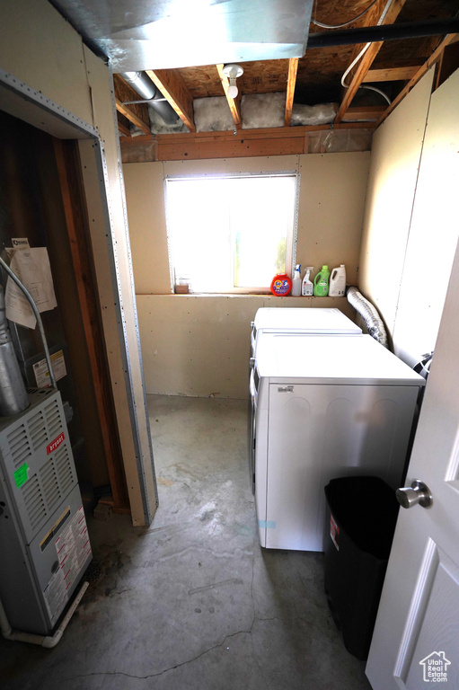 Laundry area with washer and dryer and laundry area