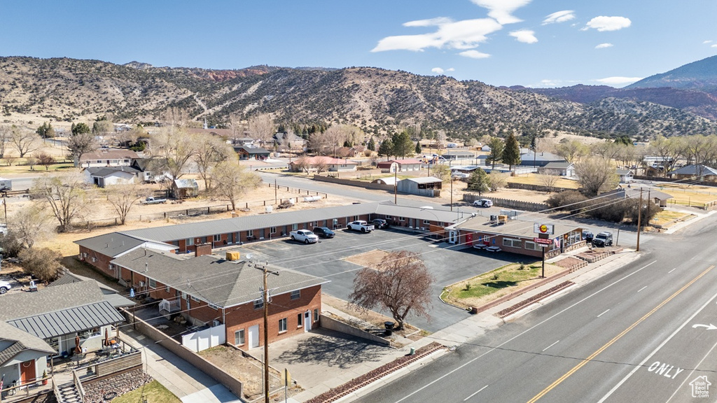 Aerial view with a residential view and a mountain view