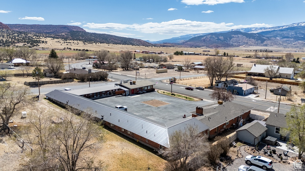 Aerial view featuring a mountain view