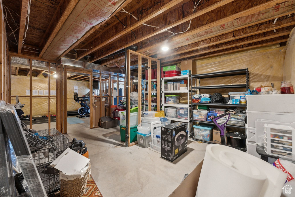 View of unfinished basement