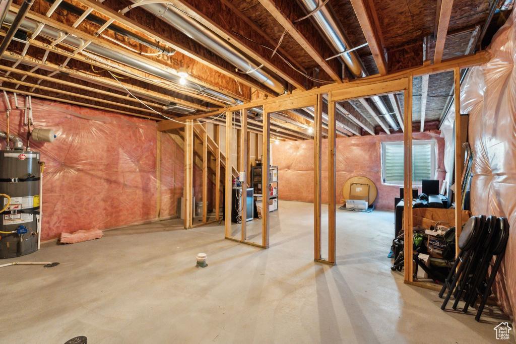 Basement with water heater