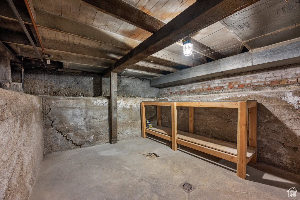 View of unfinished basement