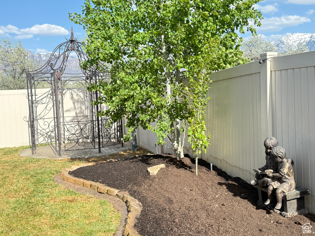View of fenced backyard