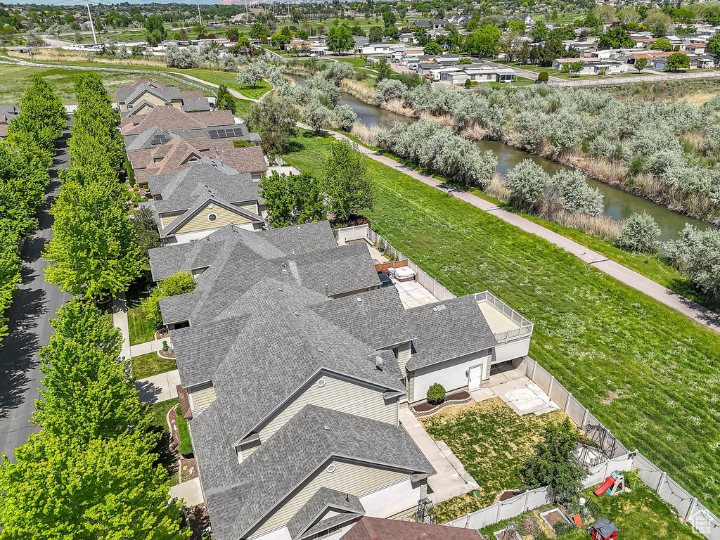 View from above of property featuring a nearby body of water