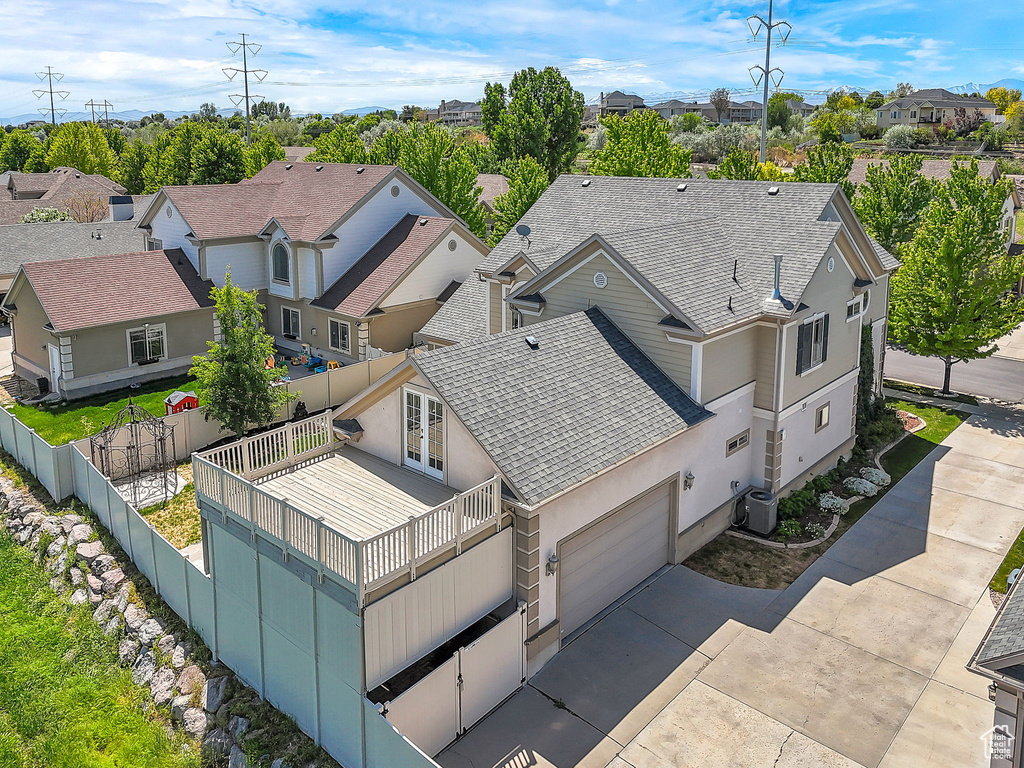Aerial perspective of suburban area