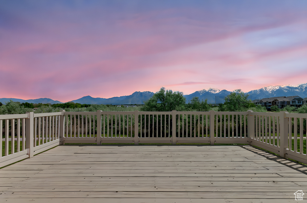 Deck featuring a mountain view