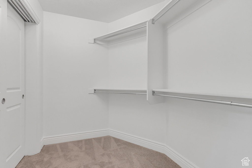 Spacious closet with carpet floors