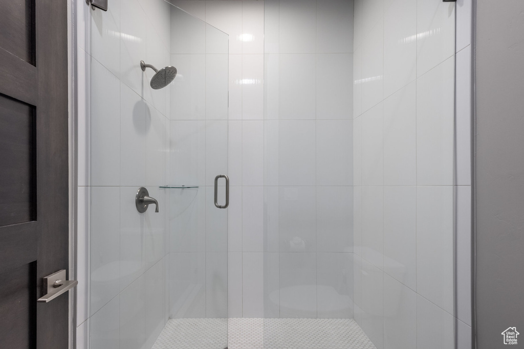 Bathroom with a stall shower