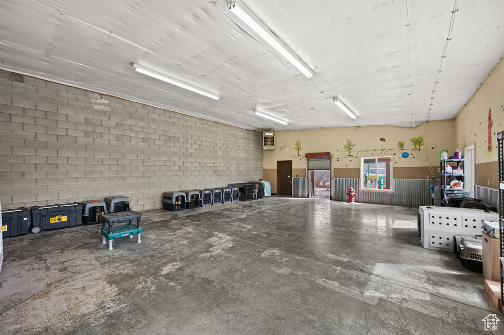 Garage with wainscoting