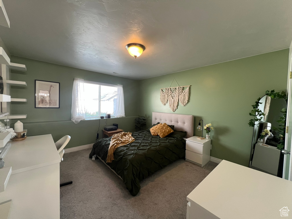 Bedroom featuring baseboards and carpet floors