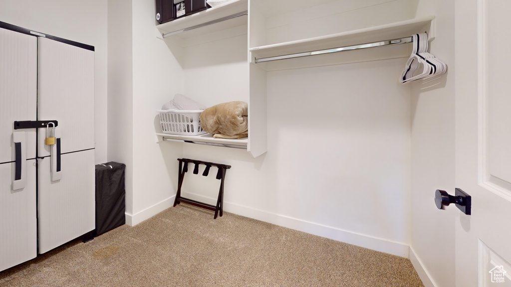 Walk in closet with carpet