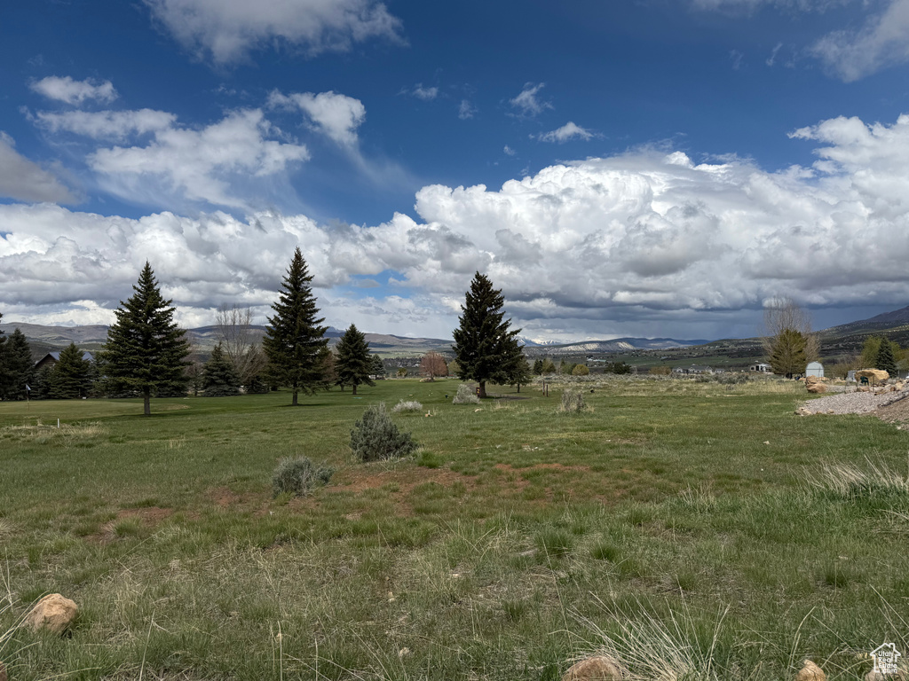 View of yard featuring a rural view and a mountain view