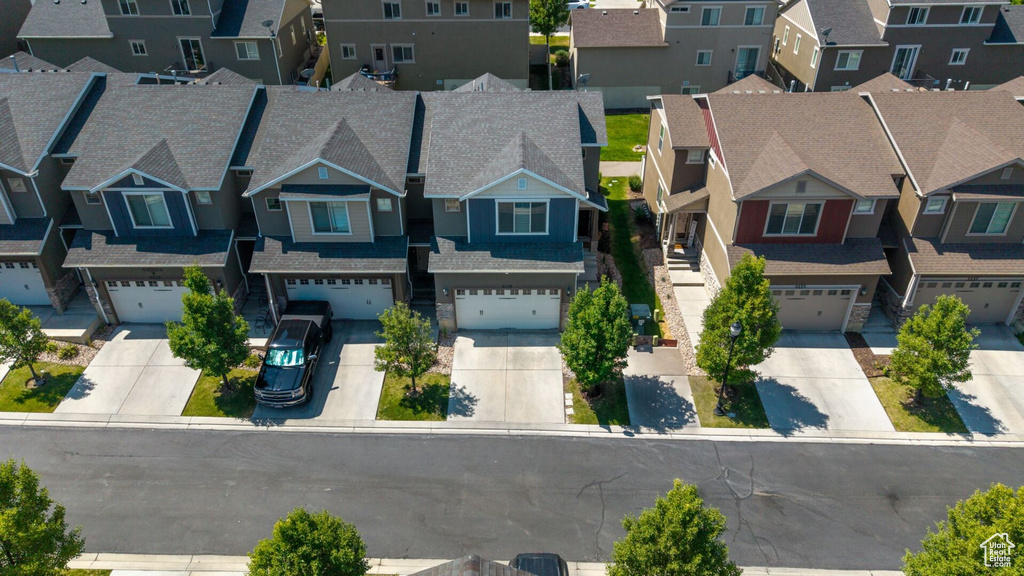 Aerial perspective of suburban area