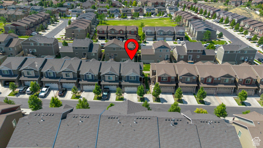 Aerial perspective of suburban area