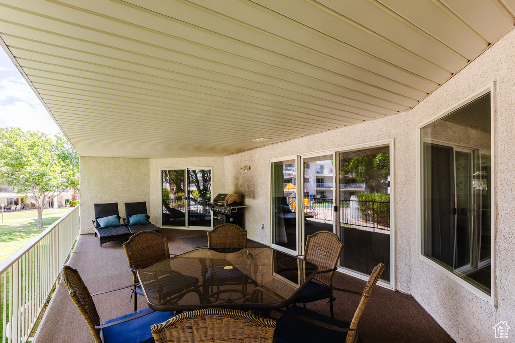 View of patio / terrace featuring a balcony