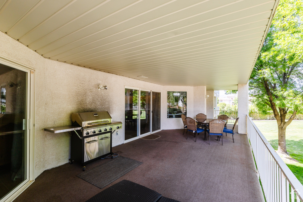 View of patio / terrace with outdoor dining area and grilling area