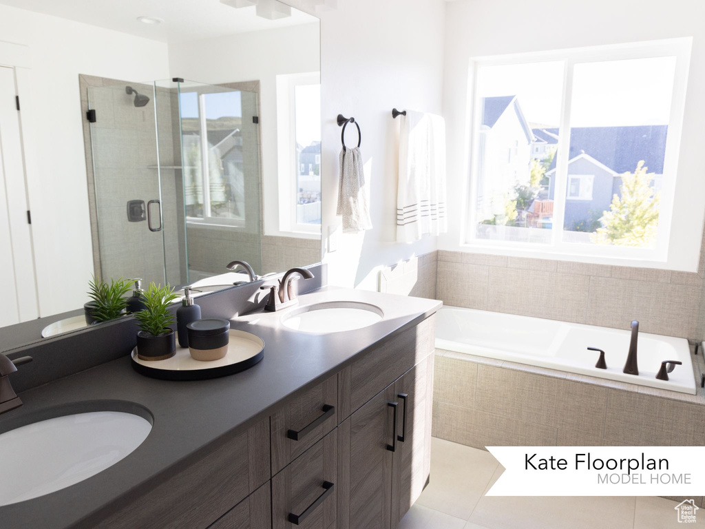 Full bathroom with a sink, a wealth of natural light, and a shower stall