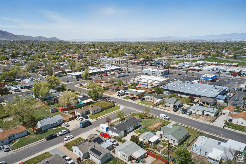 Drone / aerial view with a mountain view