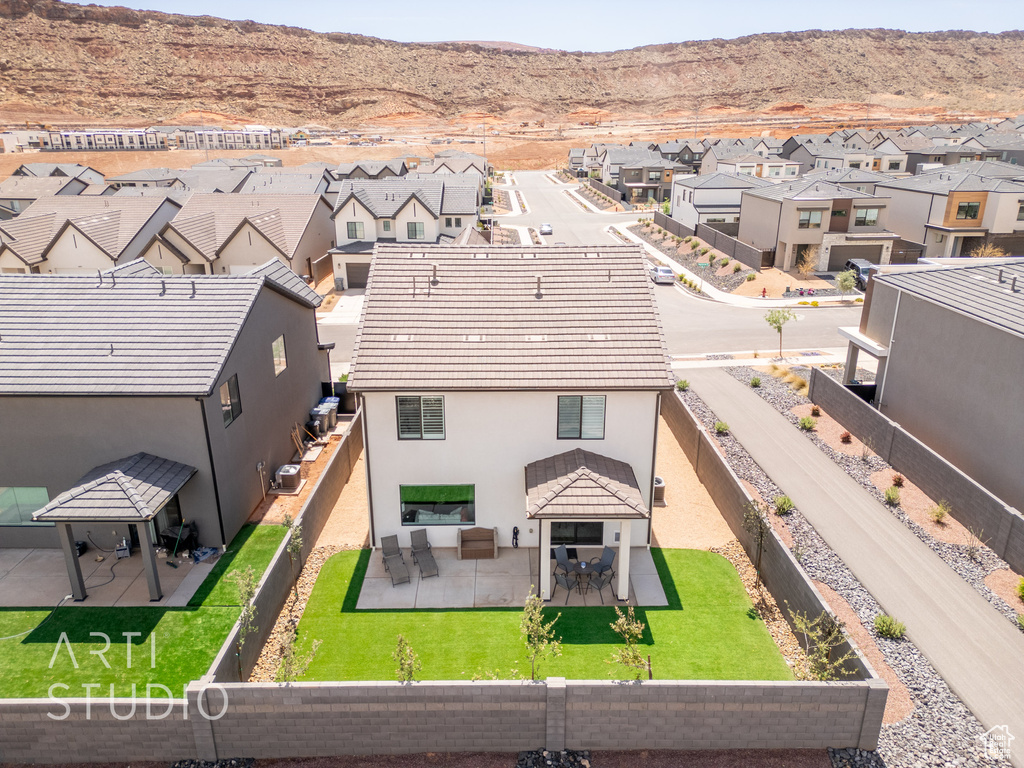 Bird\'s eye view with a residential view and a mountain view