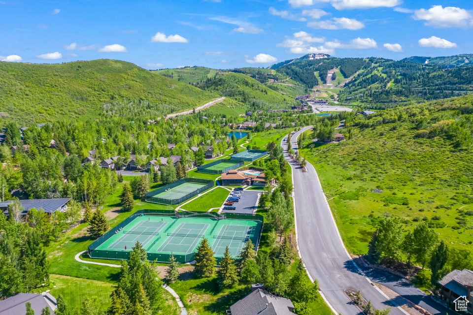 Bird\'s eye view featuring a mountain view