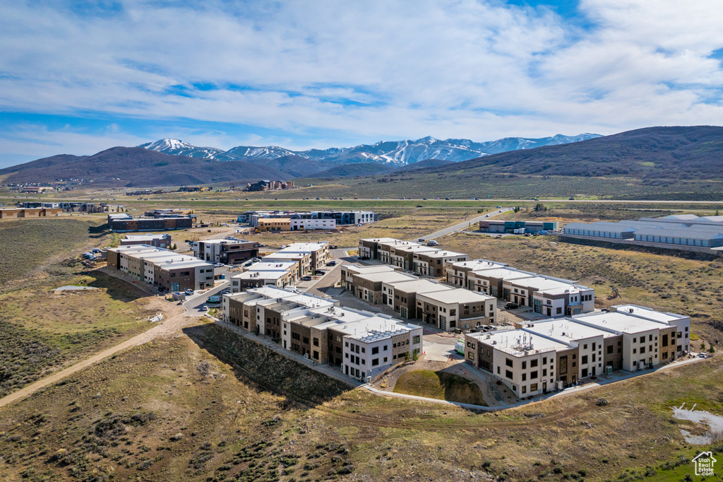 Drone / aerial view with a mountain view