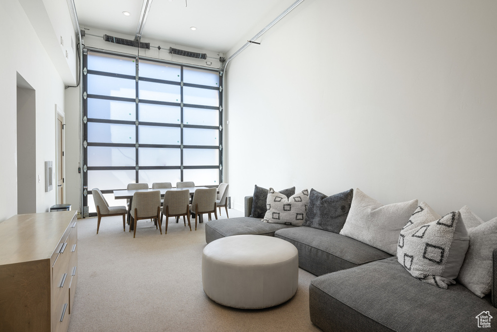 Carpeted living room featuring a healthy amount of sunlight