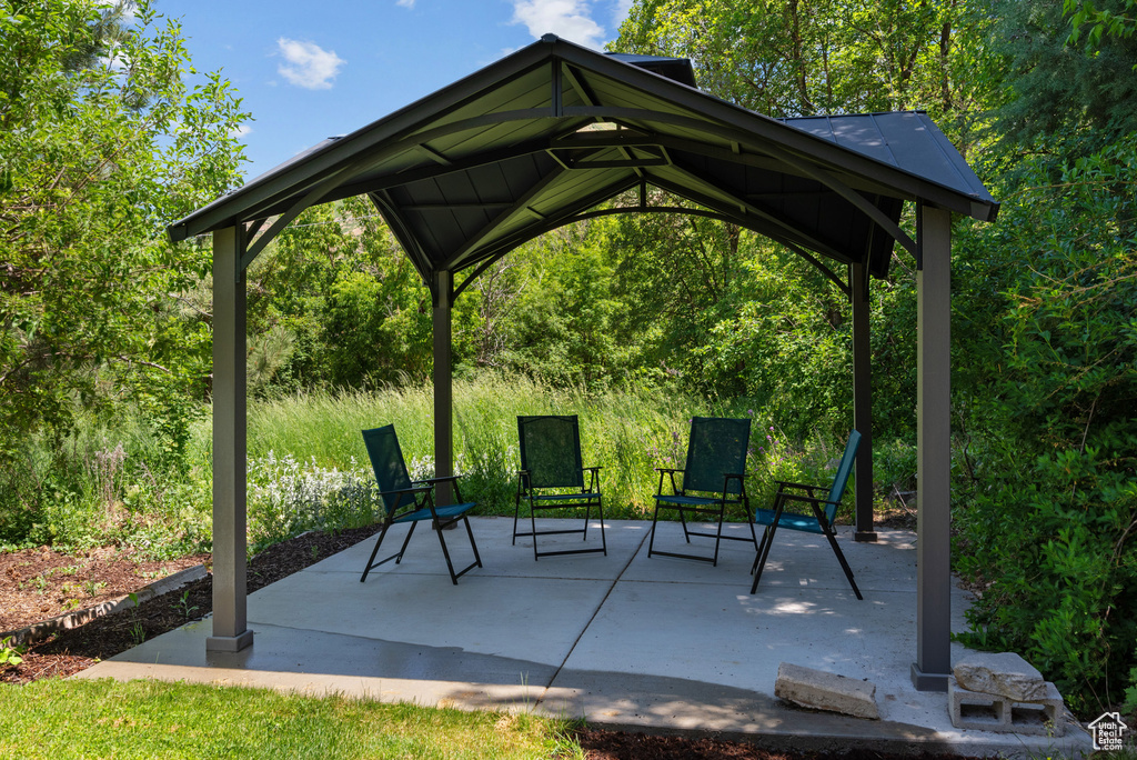 View of patio / terrace featuring a gazebo