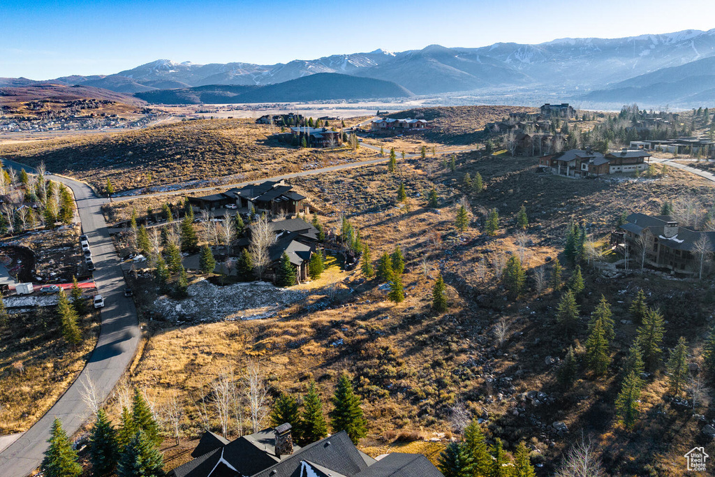 Drone / aerial view with a mountain view