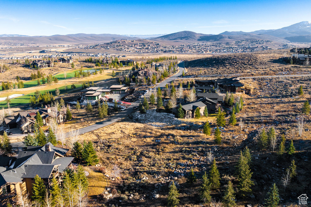 Bird's eye view with a mountain view