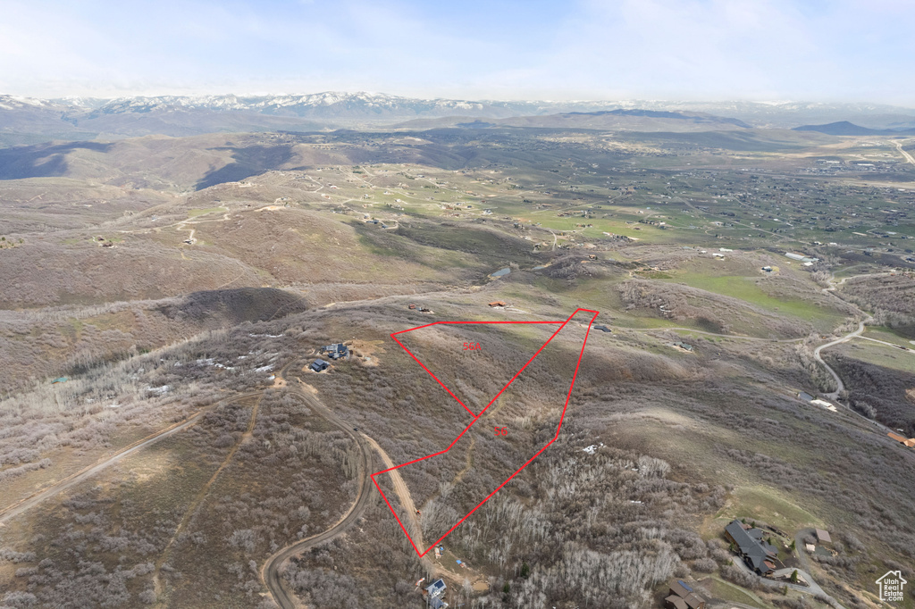 Drone / aerial view with a mountain view