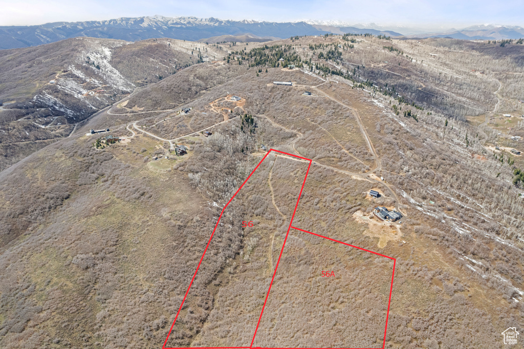 Aerial view featuring a mountain view