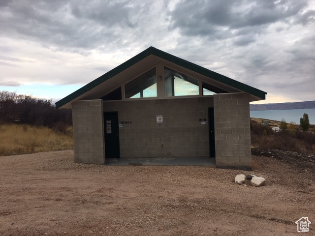 Garage featuring a water view